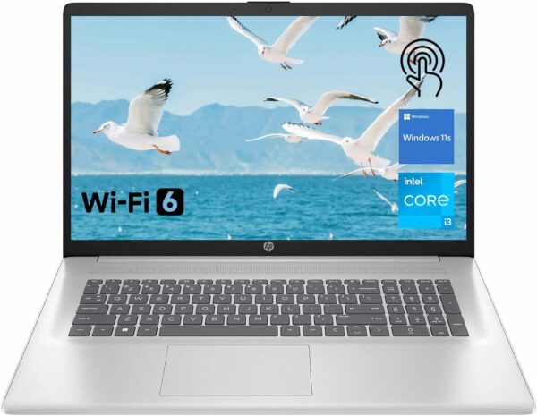 HP Premium 17.3" Touchscreen Laptop, 8-Cores Intel Core i3-N305, 32GB RAM, 128GB eMMC + 1TB SSD, Webcam, HDMI, Wi-Fi 6, Windows 11 S, Silver